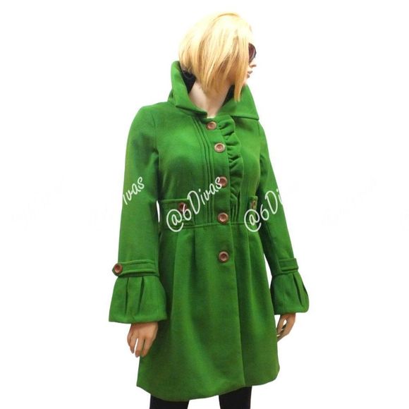 Pink Martini Jackets & Coats Womens Winter Green Jacket Dress Coat